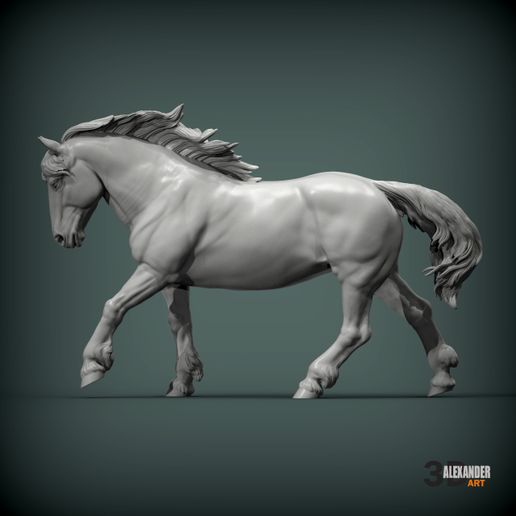Percheron-running1.jpg Percheron läuft 3D-Druckmodell