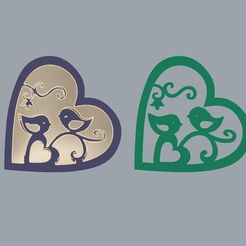 birds in heart.JPG Free STL file birds in heart・3D printer model to download