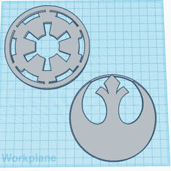 Opera-Captura-de-pantalla_2023-05-14_205454_www.tinkercad.com.png STL file Star Wars Coaster/deco - empire/rebels・Design to download and 3D print