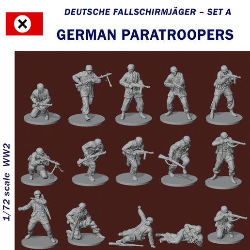 Figurines Parachutistes Américains WW2 - échelle 1/72 - Mars 72141 Set 2 - état Comme Neuf
