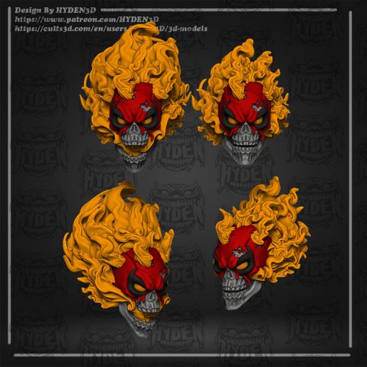 🦸‍♂️ Ghostrider Deadpool 1/12・ STL File for 3D printing・Cults