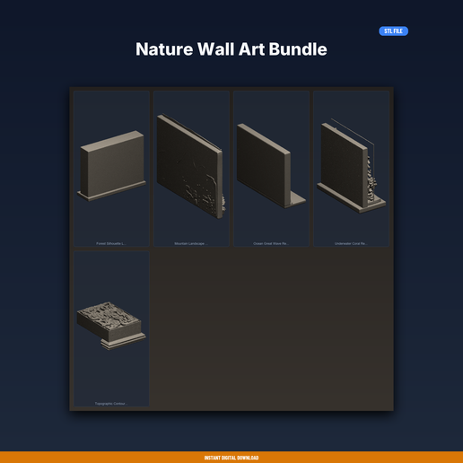 Nature Wall Art Bundle - 5-Model STL Bundle