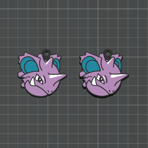 Nidoking Pokemon Keychains x 2 (One and Mirror Sided versions) Pokemon Keychains Collection - 4 Color 3MF for AMS Printers