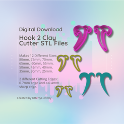 Cover-7.png Файл 3D STL-файл резака для глины - Modern Hook 2 - Modern Minimalistic Earring Digital File Download- 12 размеров и 2 версии резака, резак для печенья・3D-печатная модель для загрузки
