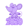 2020_mouse_on_surface_fixed.stl 2020 mouse Christmas decorations