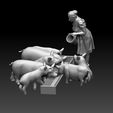 679780.jpg STL-Datei Frau und Schweine 3D-Druckmodell・3D-Druck-Idee zum Herunterladen