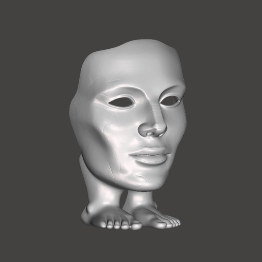 Surreal Walking Face Mask Statue - Artistic 3D Printable Decor