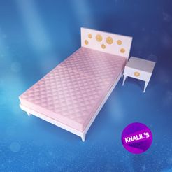 DB0.jpg STL file Doll Bed ,Barbie Bed ,Rainbow high doll bed, Doll Furniture. Doll House・3D printable model to download