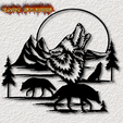project_20231004_0948409-01.png Wolf wall art howling wolf moon wall decor animal Halloween Decor