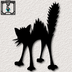 project_20230908_1234084-01.png STL file Halloween Black Cat wall art Scaredy Cat Wall Decor 2d animal・3D print object to download