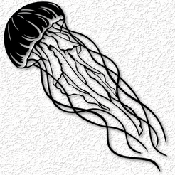 project_20230531_1131288-01.png Файл STL Реалистичная медуза настенное искусство океан настенный декор 2d искусство・Модель для загрузки и 3D печати