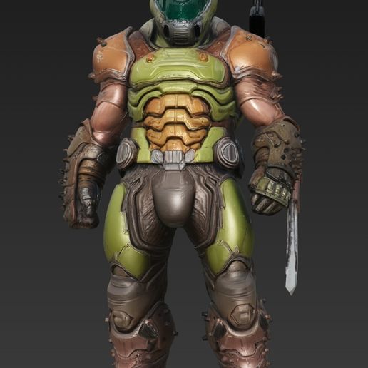 👽 Doom Slayer с мечом・Free STL File for 3D printing・Cults