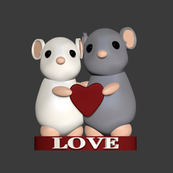 CUTE_COUPLE01.png STL file CUTE MICE COUPLE❤️・3D printing template to download