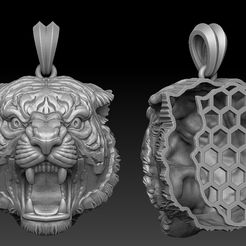 64.4.jpg Fichier STL Pendentif tête de tigre modèle d'impression 3D modèle d'impression 3D・Objet pour imprimante 3D à télécharger