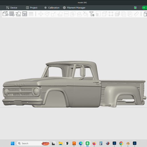 1970 Dodge D100 pickup truck 1/24 scale model hollow body shell, rc truck, rock crawler, trail truck, 3d print, stl file