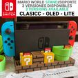 MARIO-WORLD-3-VERSIONES.jpg MARIO WORLD - NINTENDO SWITCH WALL AND TABLE STAND WITH DOCK + 25 GAMES