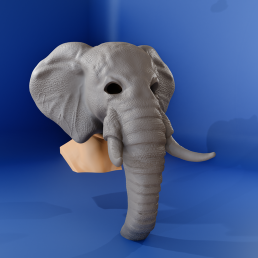 Elephant mask prop, movie set costume, alligator party wear 3d printing STL file - 3D model önizlemesi