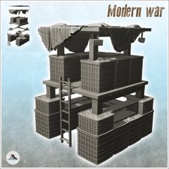 1-PREM.jpg STL file Modern fortified firing post with access ladder (2) - Cold Era Modern Warfare Conflict World War 3 Afghanistan Iraq Yugoslavia・Model to download and 3D print
