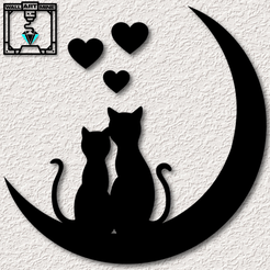 project_20230906_1919449-01.png STL file cats moon hearts wall art fanatsy cat wall decor 2d art・3D printing design to download