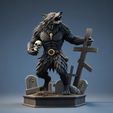 APA-12.OBOPOTEH._clea_cleanup.jpeg 105 Werewolf with Skull – Minimalist Statue, character, DND, skull, monster, troll, skeleton, fox, minimalist, miniature, figurine, collectible, fantasy, gorgon, decorative, Halloween, serpent, STL, ARTE