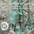 maquette-train-ho-poteau-catenaires-detail.jpg H0 Mast Detail Set - Foundation Base - DB Switch Box 1959