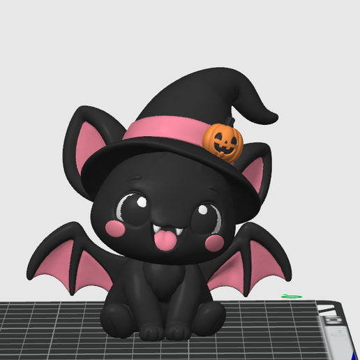 Cute Halloween Bat with Witch Hat – 3D Print STL & 3MF