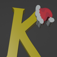 K.png HARRY POTTER STYLE LETTER K WITH CHRISTMAS HAT + KEY CHAIN