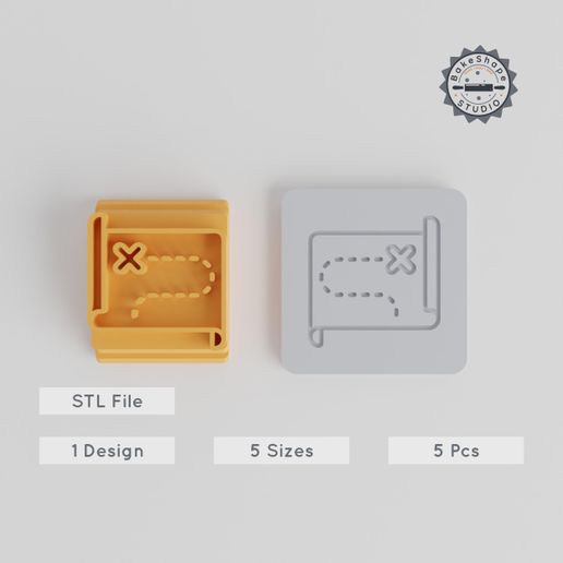 product_1821-01_main.jpg Treasure Map Stamp Tile Set, 5 Sizes, Perfect for Clay, Cookies, Fondant & More, Adventure Map, Pirate Theme
