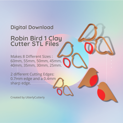 1Pink-and-White-Geometric-Marketing-Presentation-3000-×-2000px-Instagram-Post-Square.png Fichier 3D Robin 1 Clay Cutter - Bird STL Digital File Download- 8 sizes and 2 Cutter Versions・Objet imprimable en 3D à télécharger