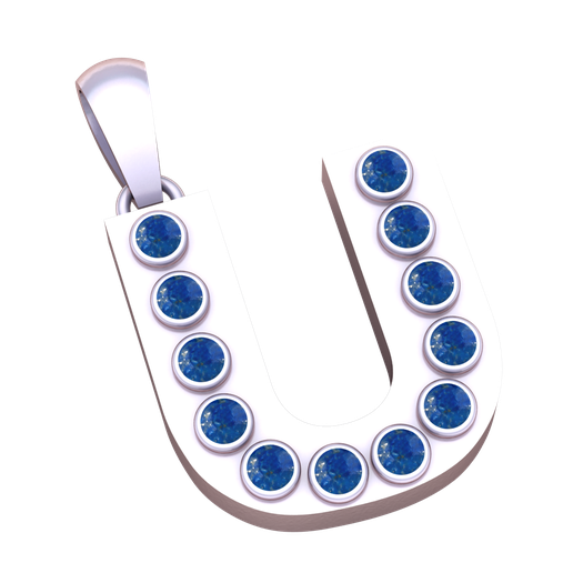 silver.png "Pingente de ouro inicial U - Colar de alfabeto personalizado com pedra de rubi"