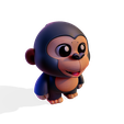 001.png Modelo 3D de gorila / macaco com baixo teor de poliéster - Pronto para imprimir e jogar