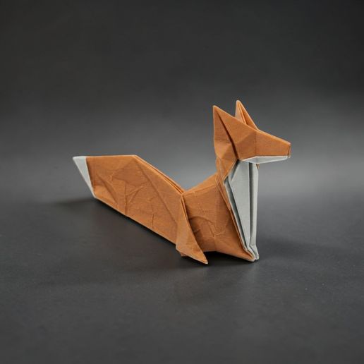 Origami Fox - Minimalist Geometric Sculpture