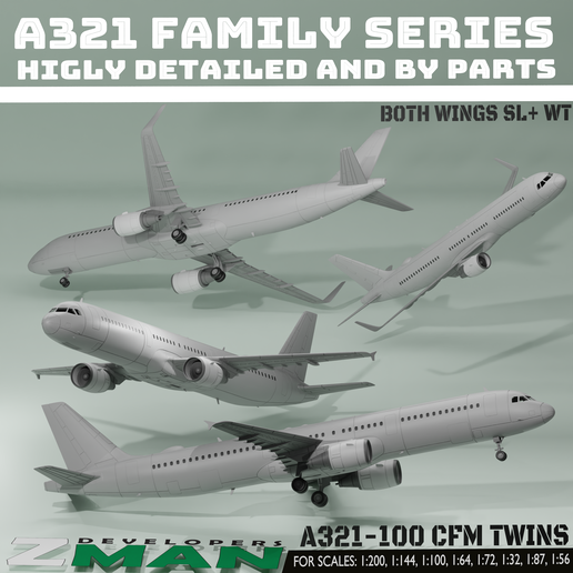 ️ A321-100 (CFM SL+WT) V2・ 3D File for 3D printing・Cults