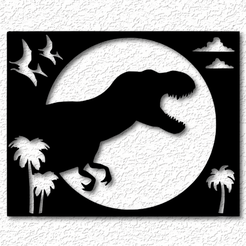 project_20230713_0757425-01.png STL file Dinosaur wall art dino Tyrannosaurus Rex wall decor 2d art T-Rex・3D printing model to download