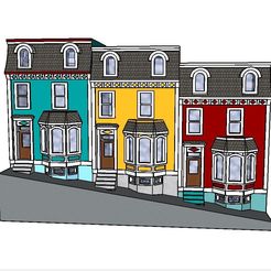 Kimberly Row Scenic.JPG 3D file PREMIUM N Scale Newfoundland Row Houses・3D printable model to download