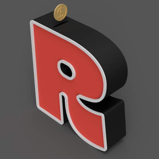 💰 3D Alphabet Letter (R) Money Bank・ STL File for 3D printing・Cults