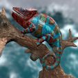 Furcifer-Pardalis-NosyBeII_Tree_Base5.jpg Panther chameleon - (Furcifer pardalis NosyBe) -3D print file-with full-size texture high-polygon