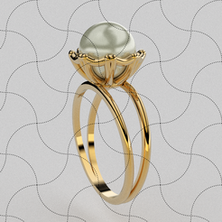 Ring084.png STL file Fine Jewelry, Pearl Ring 02・3D printable model to download, jewbroken