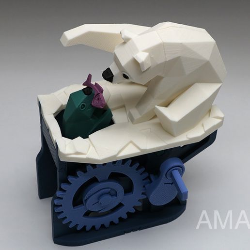 BP08.jpg Free STL file Polar Bear with Seal (automata)・3D printable object to download, Amao