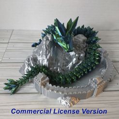 CommLicGreatWall.jpg Soporte de exhibición de dragones de cristal *VERSION DE LICENCIA COMERCIAL* Diorama de la Gran Muralla China para figuras de dragones articulados y flexi - impresión de una pieza en su sitio