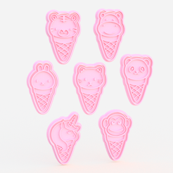 Screenshot_2.png Archivo 3D Animales de helado, lindo juego de 7 cortadores de galletas.・Plan imprimible en 3D para descargar