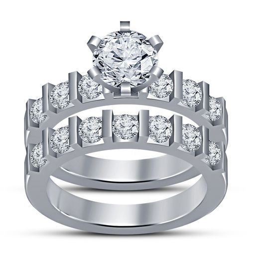 3D CAD Design Wedding Bridal Ring Set 3D model preview