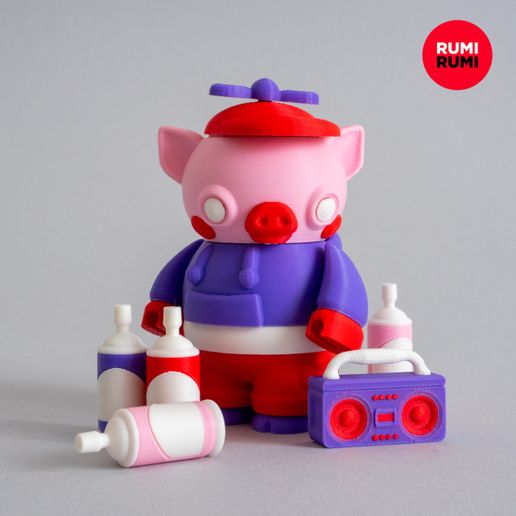 Taggy_Funky_Street-Pig_Toy_by_Rumi_Rumi_11.jpg Taggy Funky Street Pig –  Rumi Blocks Stackable Toy