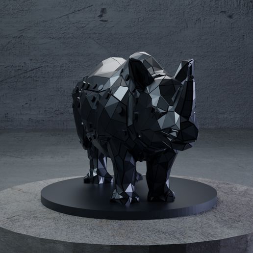 1.jpg Mech Poly Rhino - Mechanische Low-Poly-Skulptur