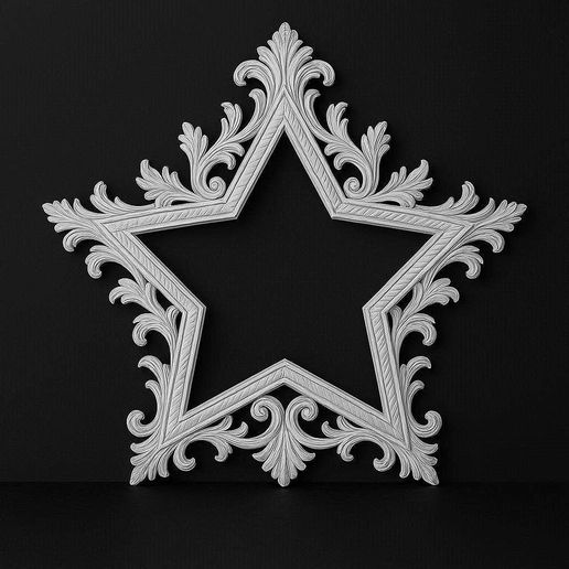 ⭐ Ornate Star Picture Frame・ STL File for 3D printing・Cults