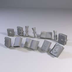 Books1.png STL file Books and scrolls・3D printer model to download