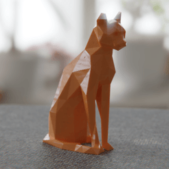 12.png STL-Datei Statuette einer sitzenden Katze low poly kostenlos・Modell zum 3D-Drucken zum herunterladen, Vincent6m