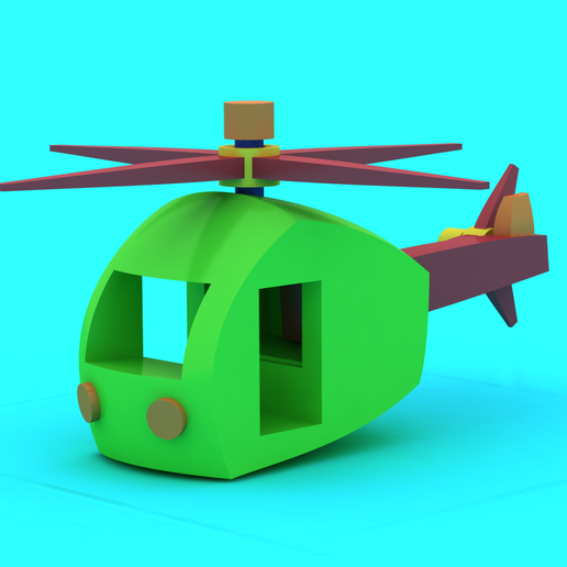 Cute Cartoon Helicopter 3D Model