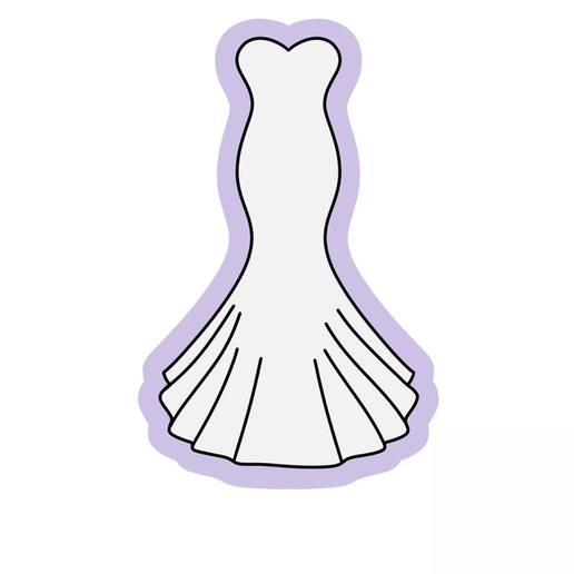 Bride Wedding Dress Cookie Cutter STL – Bridal Gown Cookie 3D Print File – 2 Inch