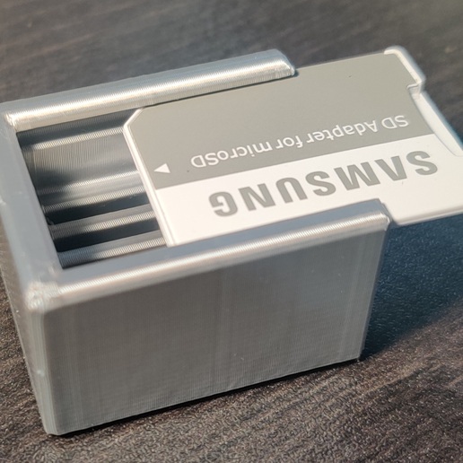STL file Micro SD Card Holder With Full Size Adapter as Lid・3D printing